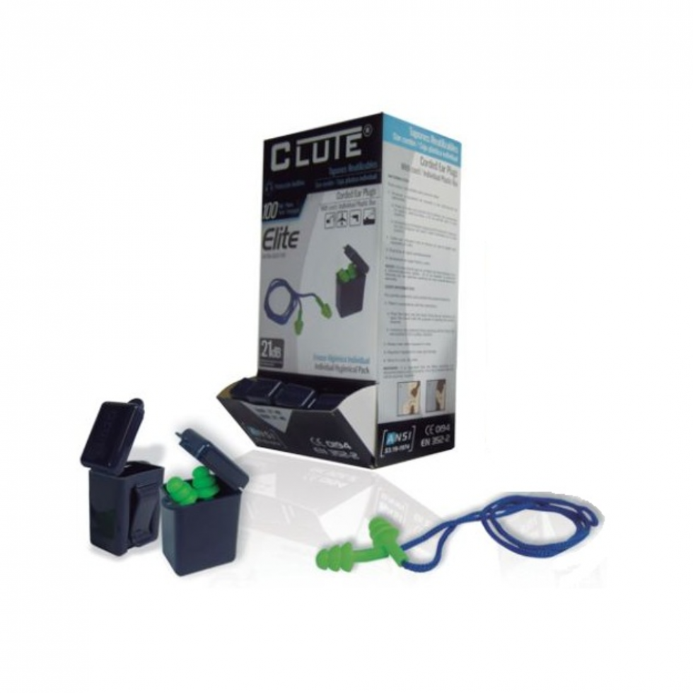tapon de oido tpr elite verde con estuche clute (x100)